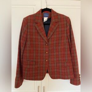 Faconnable classic vintage perfect Red Plaid Blazer with braided leather buttons